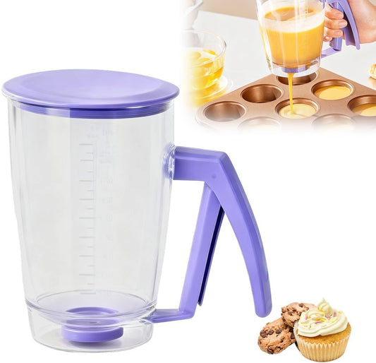 Pancake Batter Dispenser Bottle, 900ML Pancake Maker Baking Tool for Cupcakes, Crepes, Waffles, Muffins, Funnel Cake, Griddle Breakfast Accessory (1)