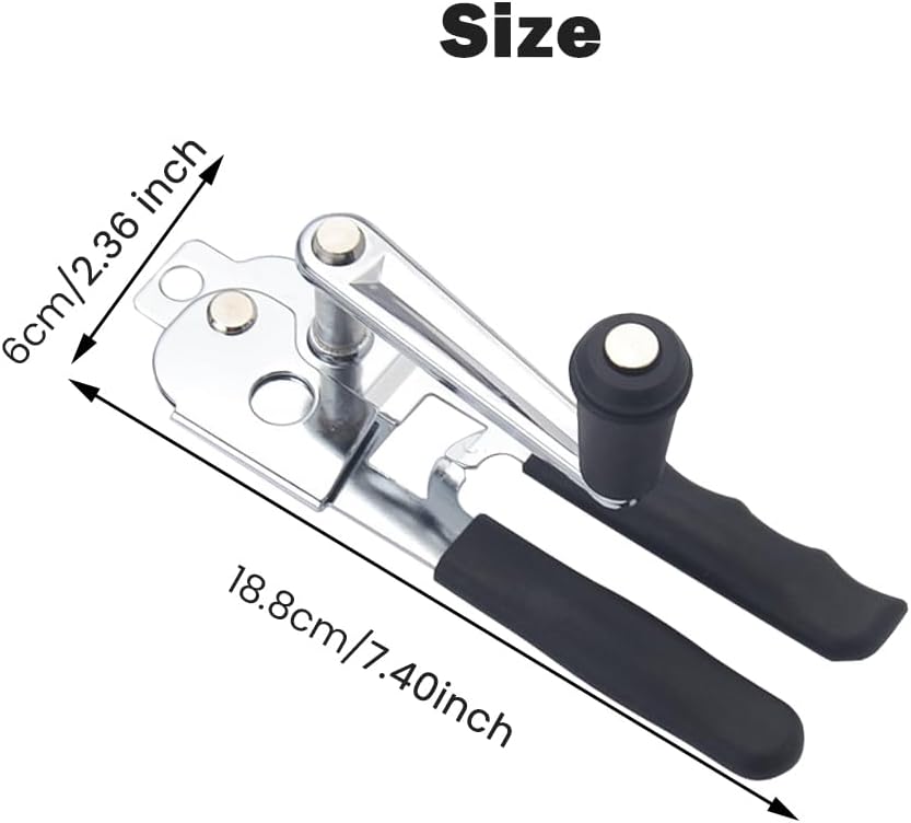 Hand Crank Can Opener,Stainless Steel Manual Tool Handheld Smooth Edge Can Opener for Kitchen Camping Outdoor Picnics(COLOR:Black+Silver)