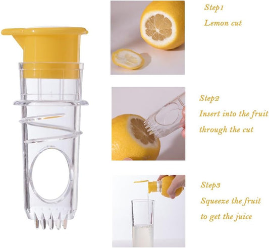 Lemon Mini Squeezer, Screw-Top Lemon Squeezer Manual Juice Extractor with Built-In Filter Orange Citrus Press, Squeeze Lime for Cocktails, Drinks (2pcs)