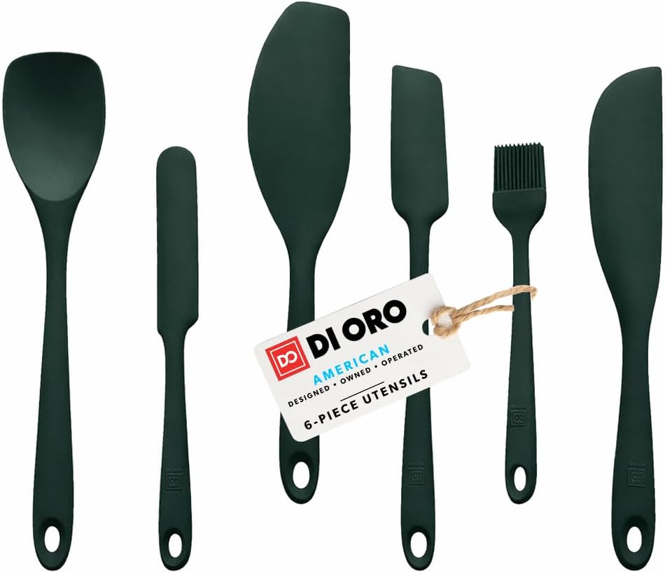 All New DI ORO 6-Piece Silicone Spatula Set - Rubber Kitchen Utensils for Baking, Cooking & Mixing - Heat-Resistant 600°F BPA Free Spatulas for Nonstick Cookware - Dishwasher Safe (Black)