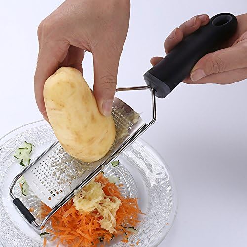 Lemon Zester, Stainless Steel Kitchen Cheese Grater, Plastic Cover Ergonomic Soft Black Handle