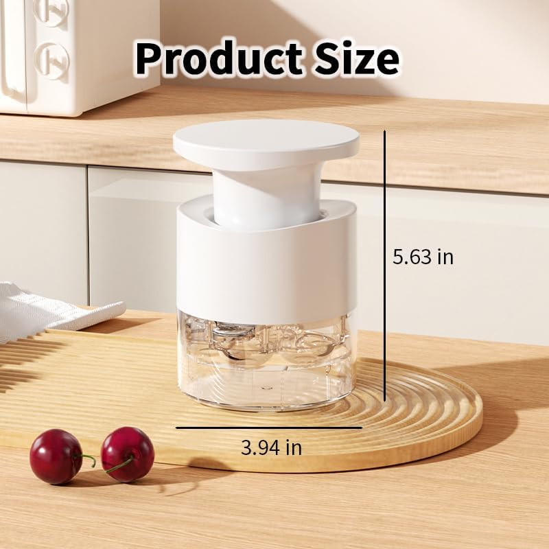 Cherry Pitter Tool, Multi Cherry Seed Remover Pits 7 Cherries at Once, Food-Grade Cherry Core Remover with Splash Guard Container, for Jam, Dessert, Baking (White)