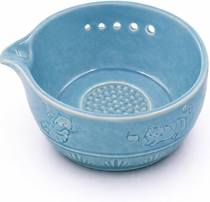 Lacfinsien Herb Stripper Bowl and Garlic-Onion-Ginger Grater, Pottery Herb Stripper, Food Prep & Dip Bowl