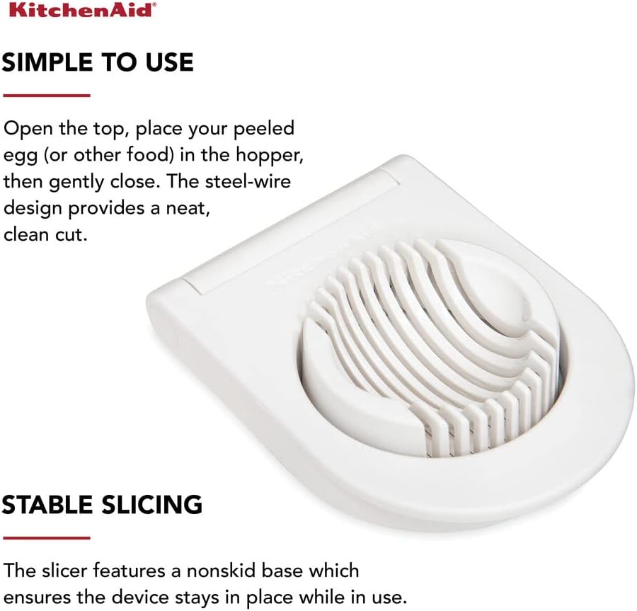 KitchenAid Classic Egg Slicer with Stainless Steel Wires, 9 Inch, White