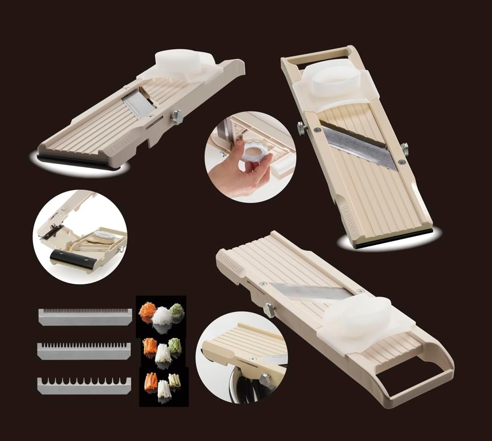Benriner Super Slicer, with 4 Japanese Stainless Steel Blades, Beige