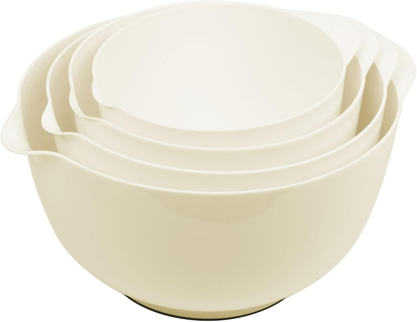 BoxedHome Nesting Plastic Mixing Bowl Set, 4 Piece Mixing Bowl Set with Pour Spouts, Size 1.7, 2.5, 3.5 and 4.5qt, for Prepping, Mixing, Baking, Cooking(2023 New Version, Pink)
