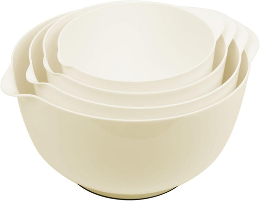 BoxedHome Nesting Plastic Mixing Bowl Set, 4 Piece Mixing Bowl Set with Pour Spouts, Size 1.7, 2.5, 3.5 and 4.5qt, for Prepping, Mixing, Baking, Cooking(2023 New Version, Pink)