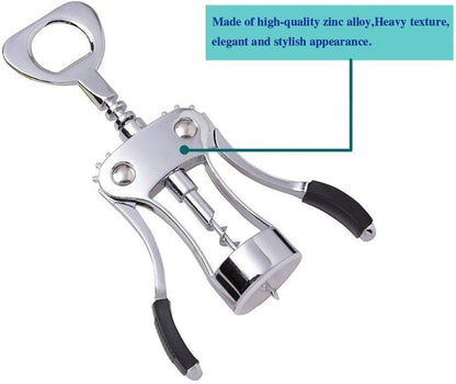 Wing Corkscrew,Ilyever Premium Wine Opener with Bottle Stopper,Multifunctional Corkscrew Wine Cork Opener Bottler Opener Remover for Home, Kitchen,Restaurant,Party and as Gift,Black