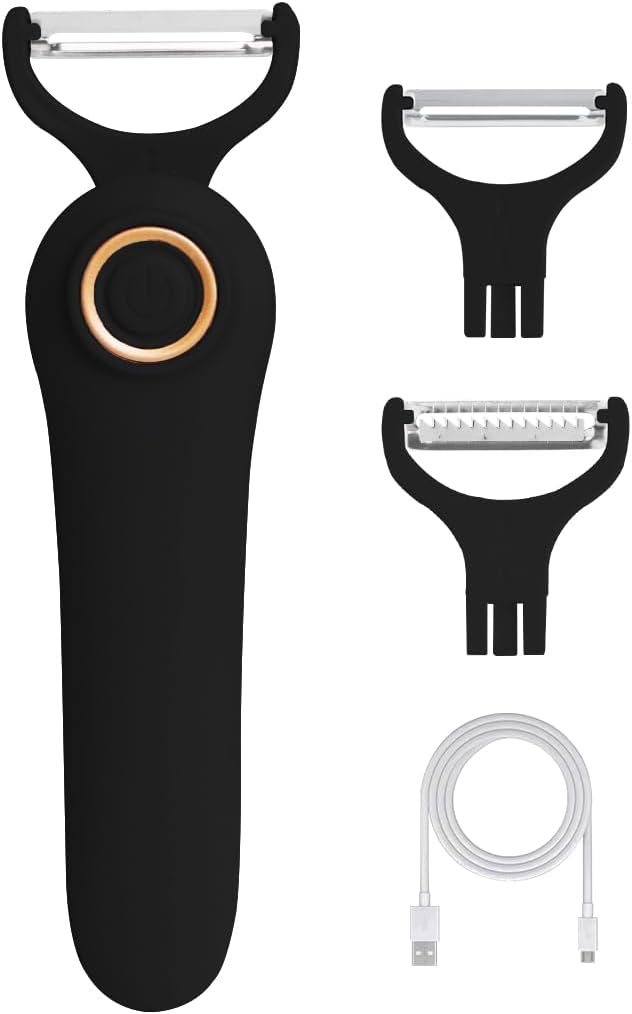 2-in-1 Electric Peeler | Auto Blade for Fruits/Vegetables | 2 Interchangeable Blades | 2*AAA | Kitchen, Travel, Camping