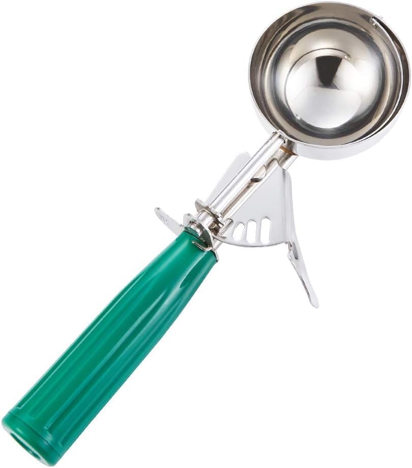 Fayomir 2 oz Scoop, Cookie Scoop for Baking, 2 oz Ice Cream Scoop with Trigger, #16 Disher, Portion Scoop, Blue Handle, Food Scoop for Ice Cream, Muffin, Cupcake Batter, Mashed Potato, Cookie Dough