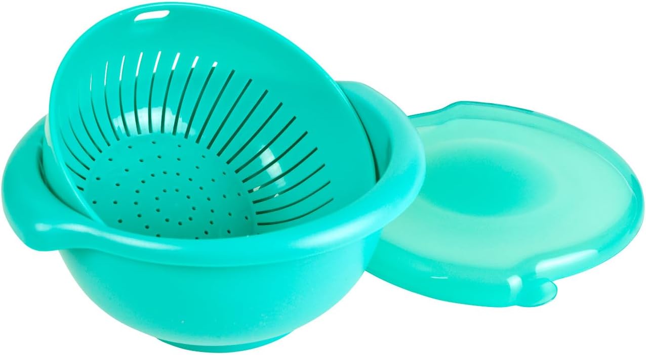 Hutzler 3-in-1 Berry Bowl Keeper, Colander & Container, Keeps Berries Fresh Longer, 1 Quart Capacity (Gray)