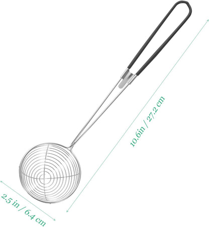 BESTYASH Portable Stainless Steel Spider Strainer Spoon Sturdy Mesh Frying Ladle for Household Cooking for Straining Vegetables and Meat Non Slip Handle