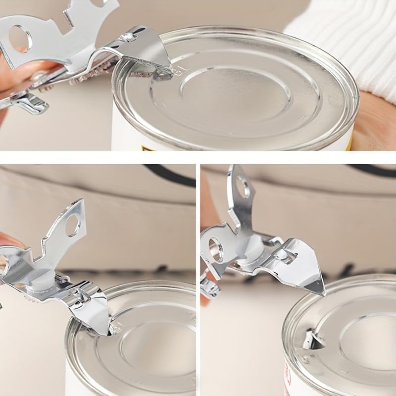 Can Opener Manual Safety Commercial Smooth Edge Can Opener, Heavy Duty Stainless Steel Hand Held Canned Open, Small Side Cut abrelatas, Multifunctional Bottle Open for Camping, Kitchen