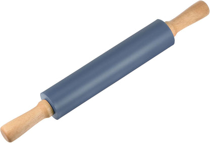 HARFINGTON Silicone Rolling Pins for Baking 12.2 Inch Non-Stick Silicone Surface Wooden Handle Rolling Pin Small Roller Playdough Rolling Pins for Fondant Kitchen Dough Pizza, Green