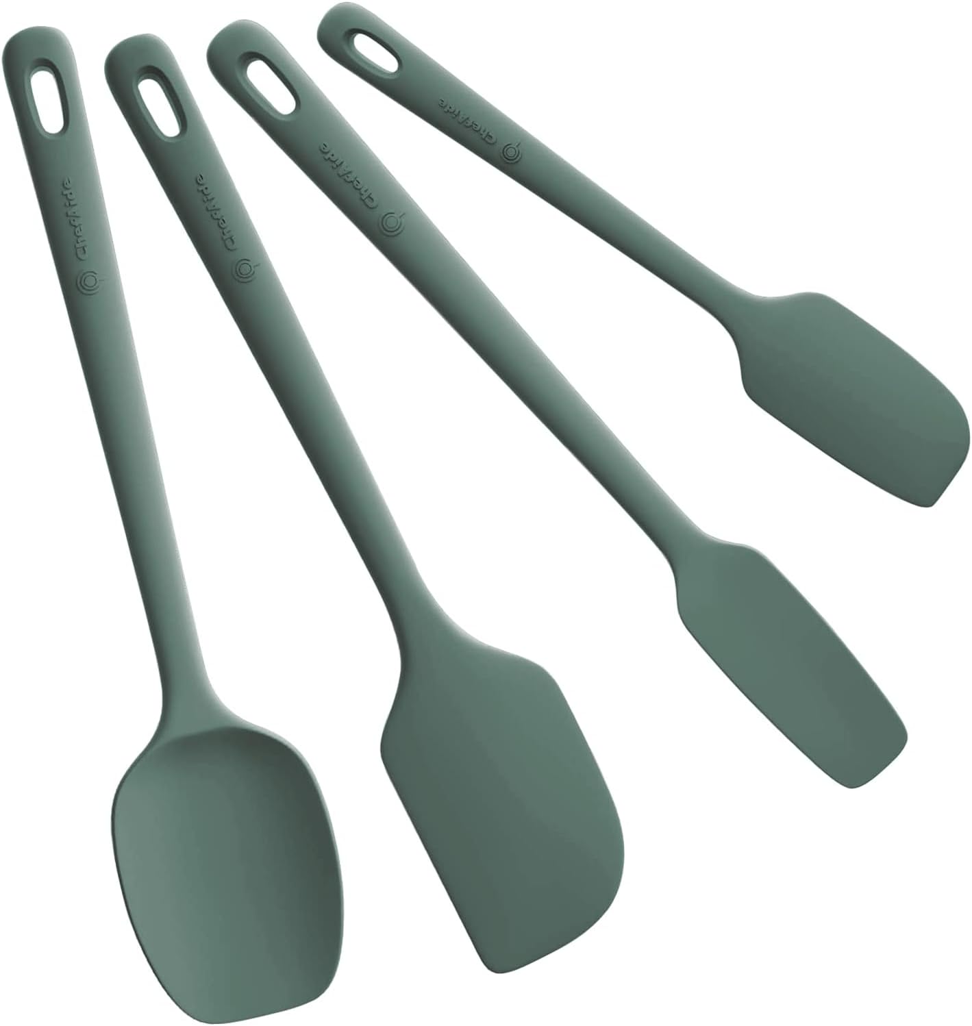 ChefAide 5 Pieces Silicone Spatula Set, Food Grade Rubber Spatula, Upgrade Strong Handle with Ergonomic Grip, Heat Resistant Up to 600°F for Nonstick Cookware, Cooking