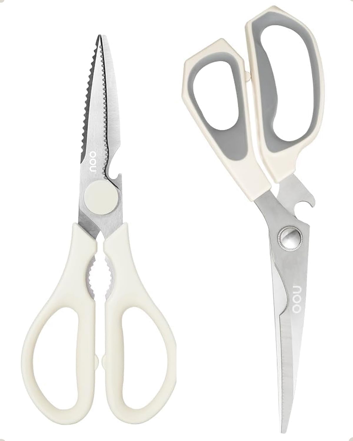 OOU Scissors Titanium Kitchen Scissors Heavy Duty, Scissors all Purpose with Bottle Opener & Nutcracker, Dishwasher Safe Kitchen Shears for Meat, Chicken, Vegetables, Seafood & Herbs, Black