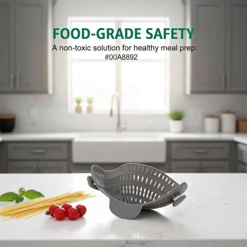Silicone Clip-On Strainer Anti-Spill Pasta Vegetable Colander Food-Grade High Temperature Resistance Kitchen Gadgets