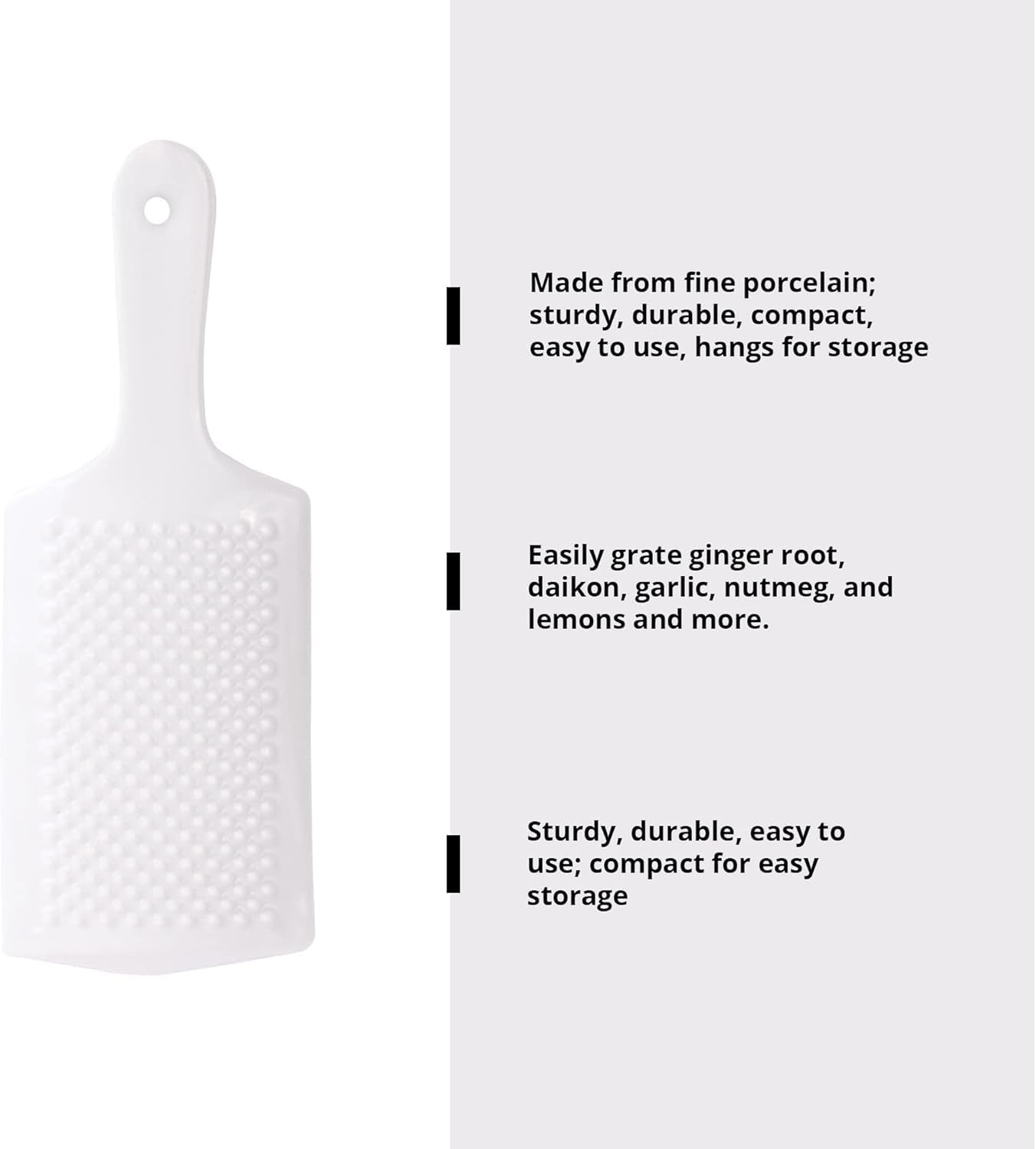 Helen’s Asian Kitchen Professional Kitchen Porcelain Ginger Grater Bowl – Multi-Purpose Fine Grater with Spout, Ideal for Grating Ginger, Nutmeg, Radish, Cheese, and Chocolate. Dishwasher Safe