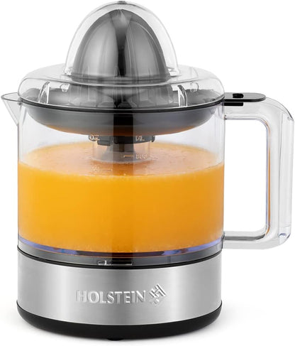 Holstein Housewares 27-oz Electric Citrus Juicer, Black/Stainless Steel - Ideal for Freshly Squeezed Orange, Lemon, Grapefruit Juices for Breakfast or Drinks