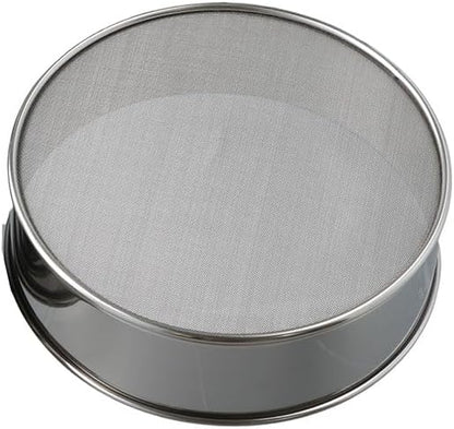 Flour Sifter, Stainless Steel Fine Mesh Strainers Flour Sieve, 60 Mesh Round Sifter Cocoa Powder Cake Powder for Baking Cake Bread