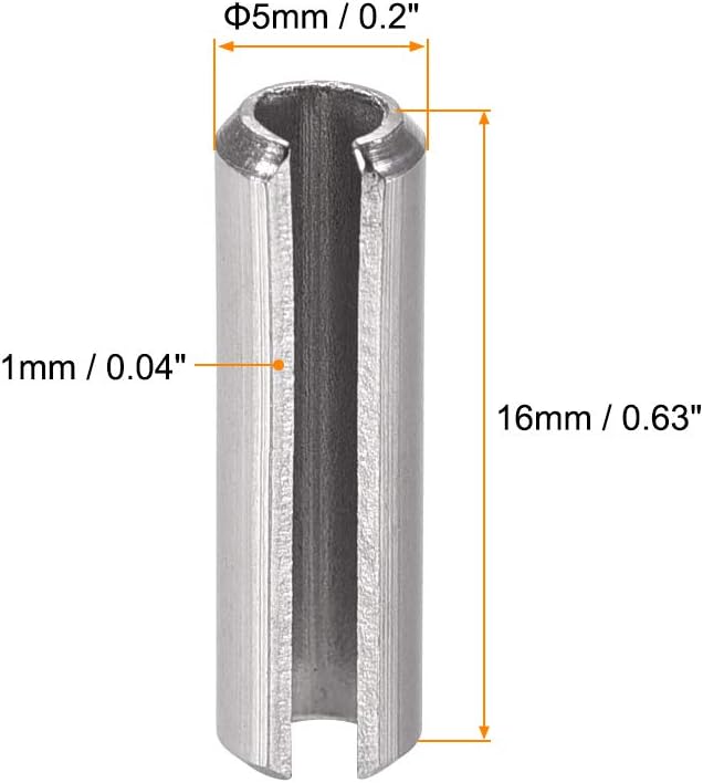 uxcell Slotted Spring Pin - M4 x 30mm 304 Stainless Steel Split Spring Roll Dowel Pins Plain Finish 20Pcs