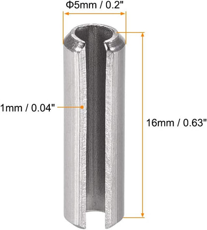 uxcell Slotted Spring Pin - M4 x 30mm 304 Stainless Steel Split Spring Roll Dowel Pins Plain Finish 20Pcs