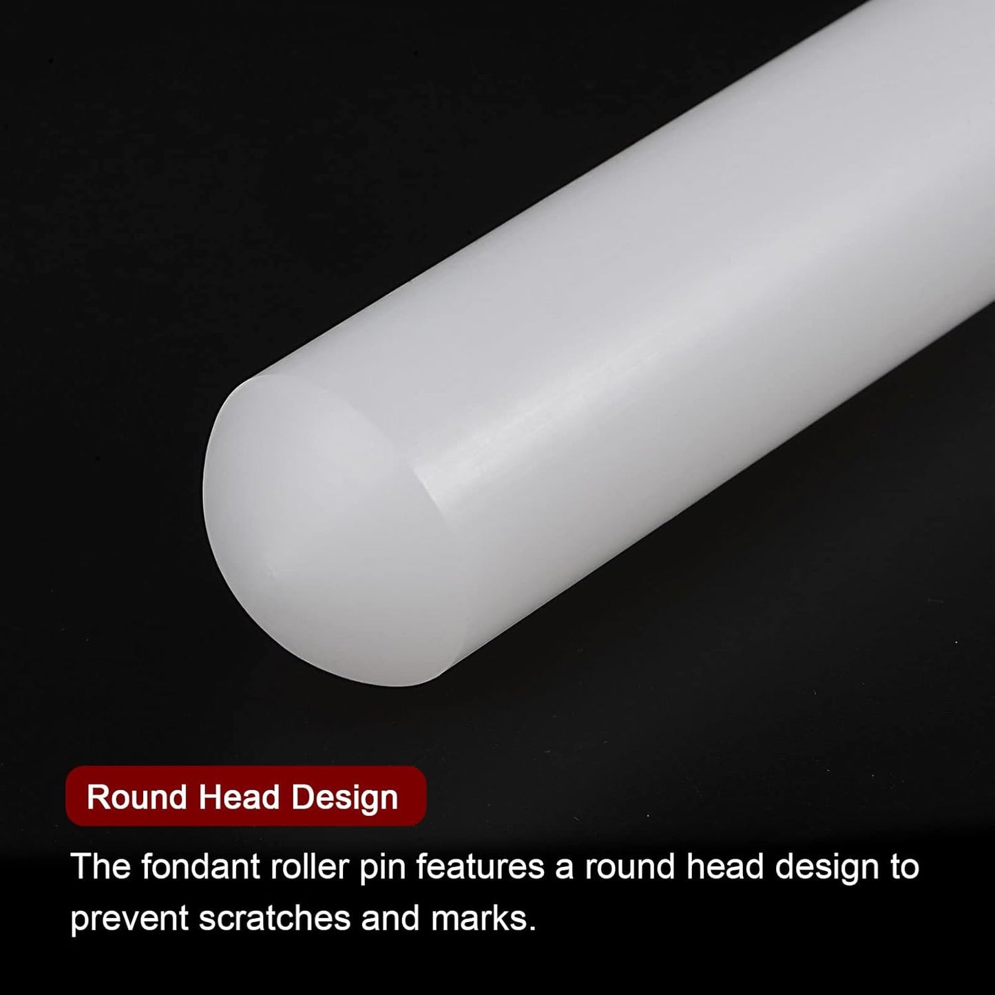 HARFINGTON 13 Inch x 0.98 Inch PP Plastic Non-Stick Fondant Rolling Pin - Dough Roller for Cookie, Pastry, Pizza, Clay - Kitchen Decorating Tools