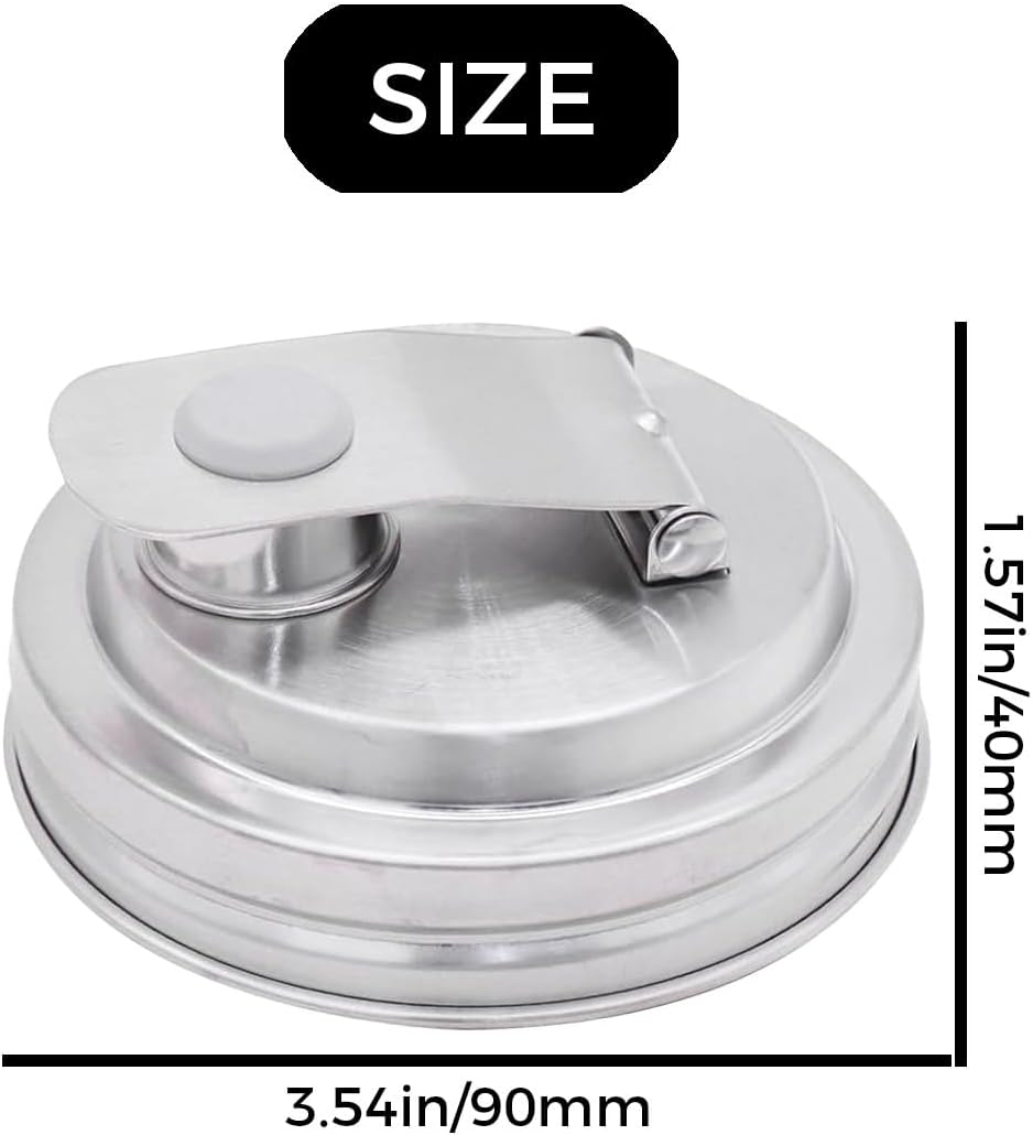 2 Pack Mason Jar Pour Spout Lid - Fits Regular Mouth & Wide Mouth Jars (86mm) - Leak Proof Stainless Steel Flip Cap for Drinking, Salad Dressing & Food Storage - Airtight Seal Cover