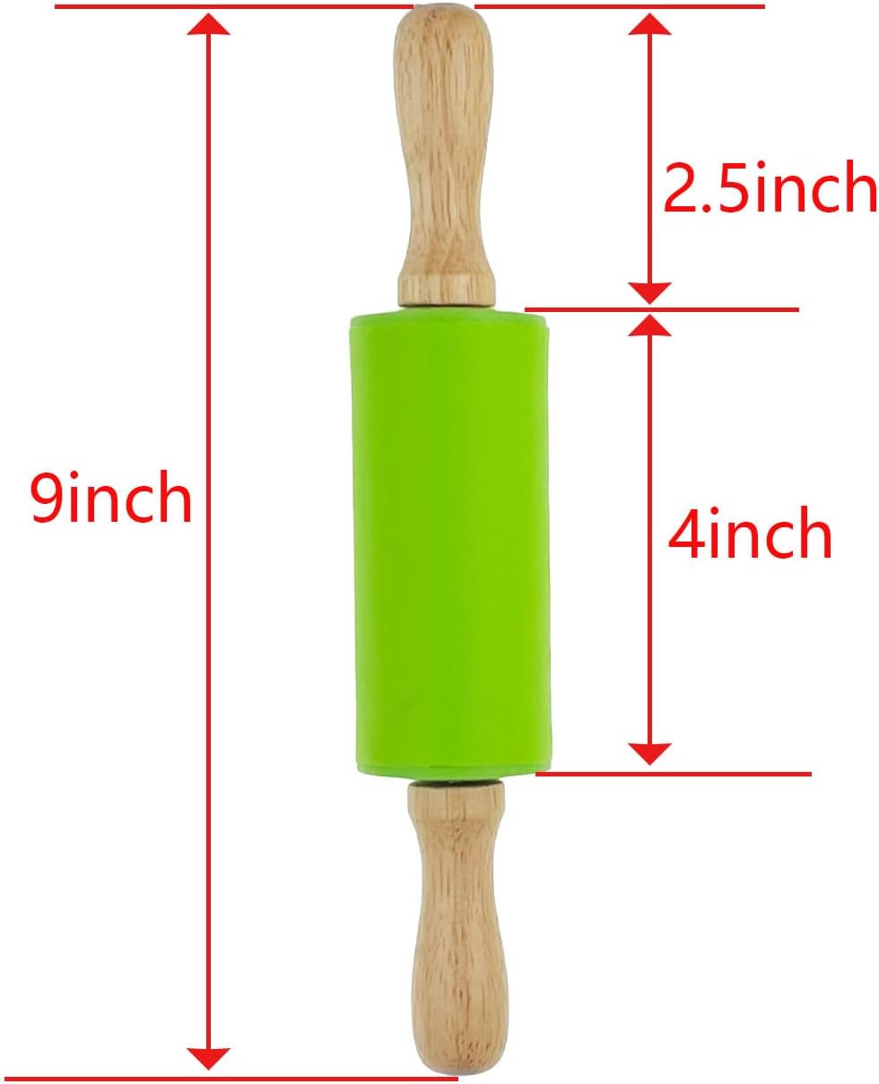 4 Pack Mini Small Rolling Pin 9 Inch Kids Rolling Pin Wooden Handle for Home Kitchen