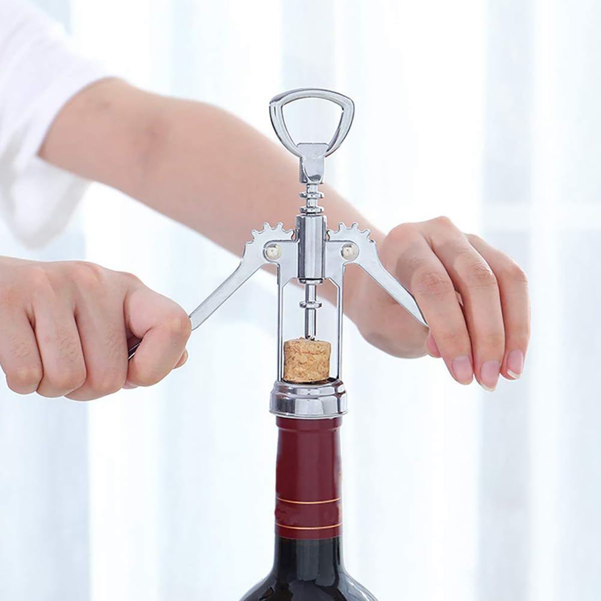 Wine Opener, Zinc Alloy Premium Wing Corkscrew Wine Bottle Opener with Wine Aerator Pourer Spout and Wine Foil Cutter Tool, Multifunctional Wine Cork Opener Bottler Opener Remover