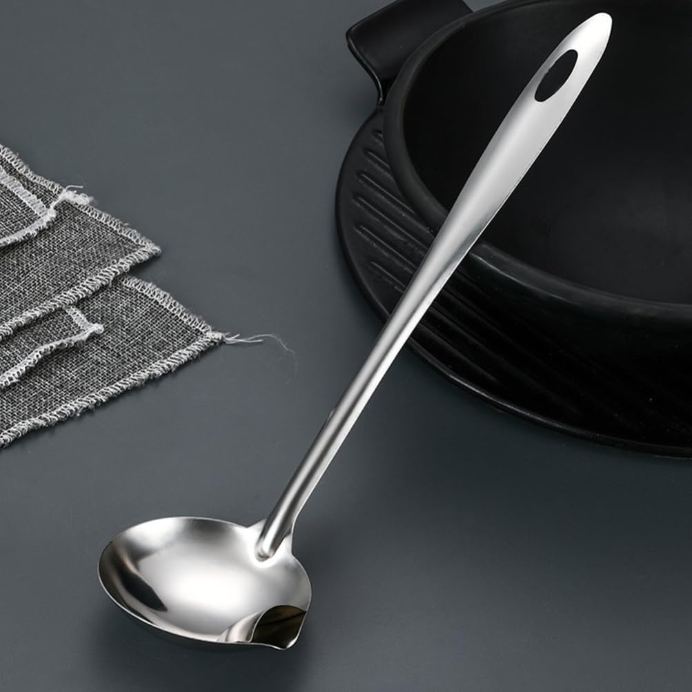 ULTECHNOVO Fat Separator Ladle 10.43 Inch Stainless Steel – Oil Skimming Pour Spout Ergonomic Handle Dishwasher Safe – for Cooking Soup Gravy Sauce Serving for Home Kitchen Professional Chefs