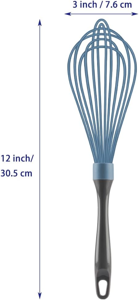 OYV Dishwasher Safe Whisk, Professional Whisks for Cooking Non-Scratch, Stainless Steel & Silicone Wisk, Plastic Rubber Whisk Tool for Nonstick Cookware Pans, Heat Resistant,12-Inch, Grey
