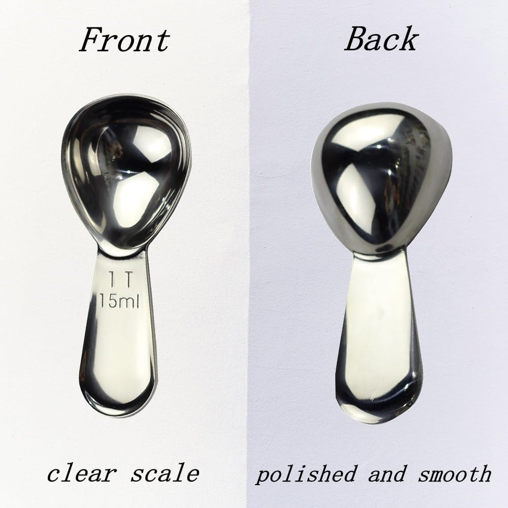 CoaGu Short Handle Coffee Scoop 15ml (1 Tbsp) - Stainless Steel Measuring Spoon for Ground Coffee, Spices & Protein Powder - Compact Design Fits Small Jars, Dishwasher Safe & Rust-Resistant