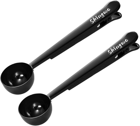 Coffee Scoop with Bag Clip, Multi-Function Milk Powder Measuring Spoon, 20ml (Black)