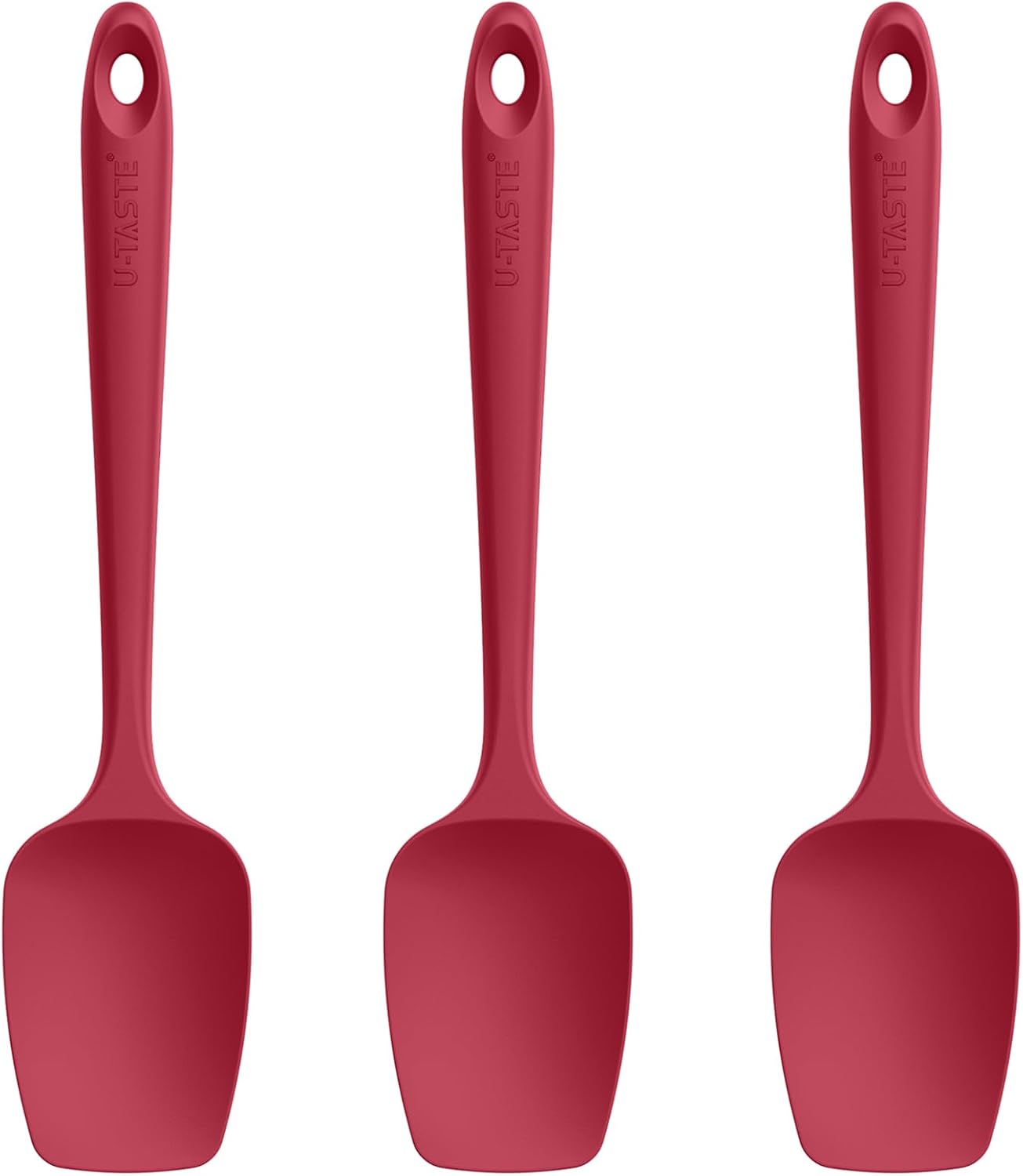 U-Taste Silicone Spoon Spatula Set, 600ºF High Heat Resistant Food Grade Flexible Rubber Scraper, Cooking Mixing Baking Kitchen Utensils Set of 3 (Multicolors)
