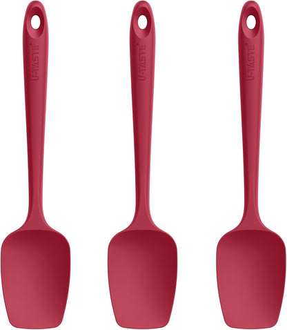 U-Taste Silicone Spoon Spatula Set, 600ºF High Heat Resistant Food Grade Flexible Rubber Scraper, Cooking Mixing Baking Kitchen Utensils Set of 3 (Multicolors)