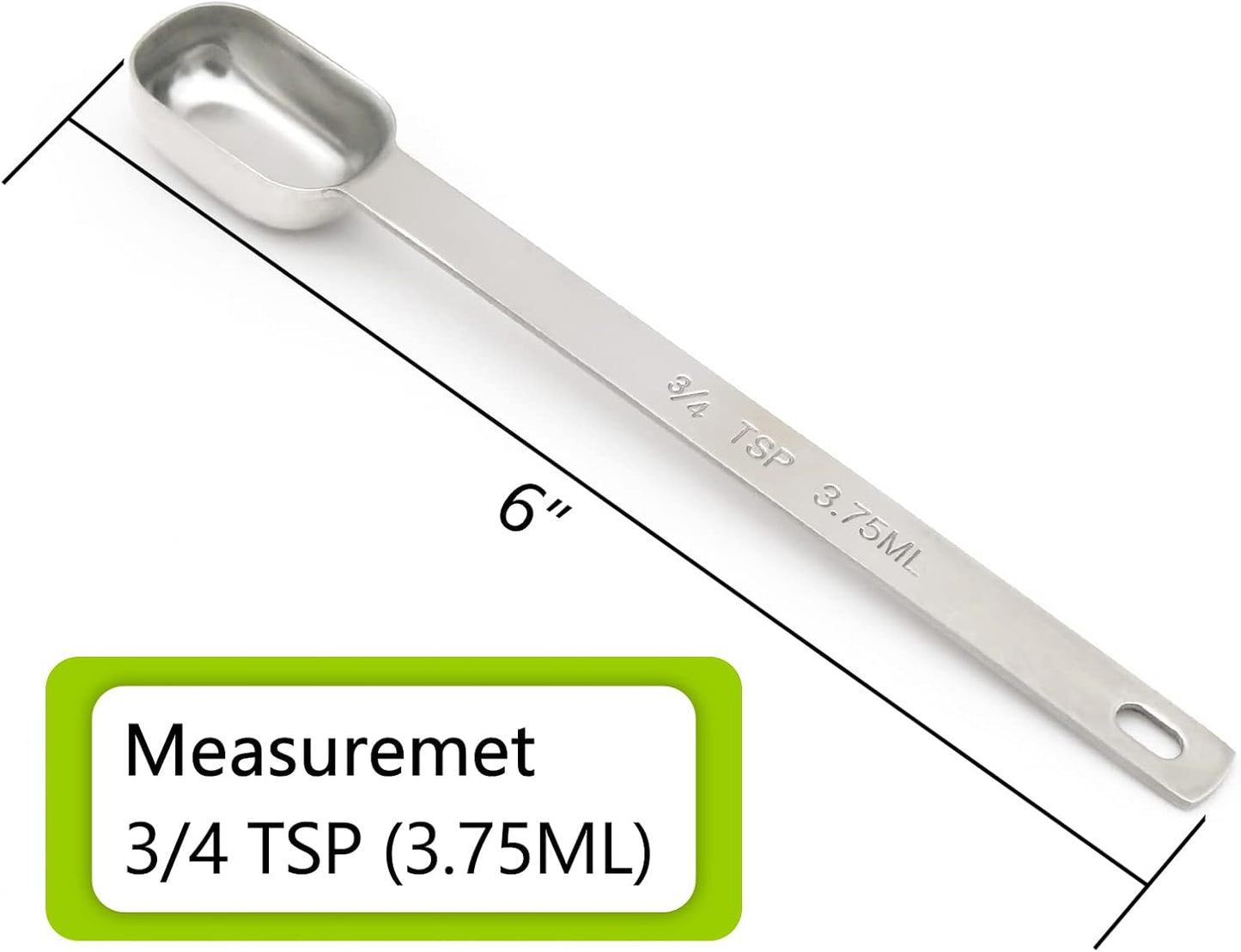 2PCS 1/4tsp (1.25ml) Single Measuring Spoon, Stainless Steel Long Handle Individual Teaspoons Only