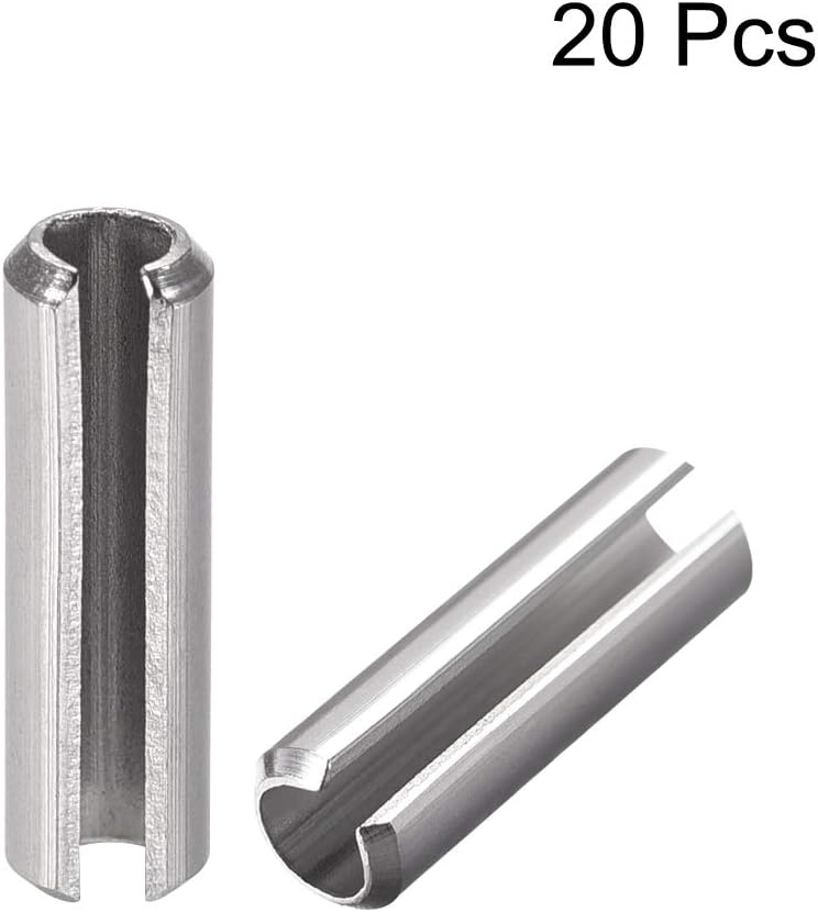 uxcell Slotted Spring Pin - M4 x 30mm 304 Stainless Steel Split Spring Roll Dowel Pins Plain Finish 20Pcs