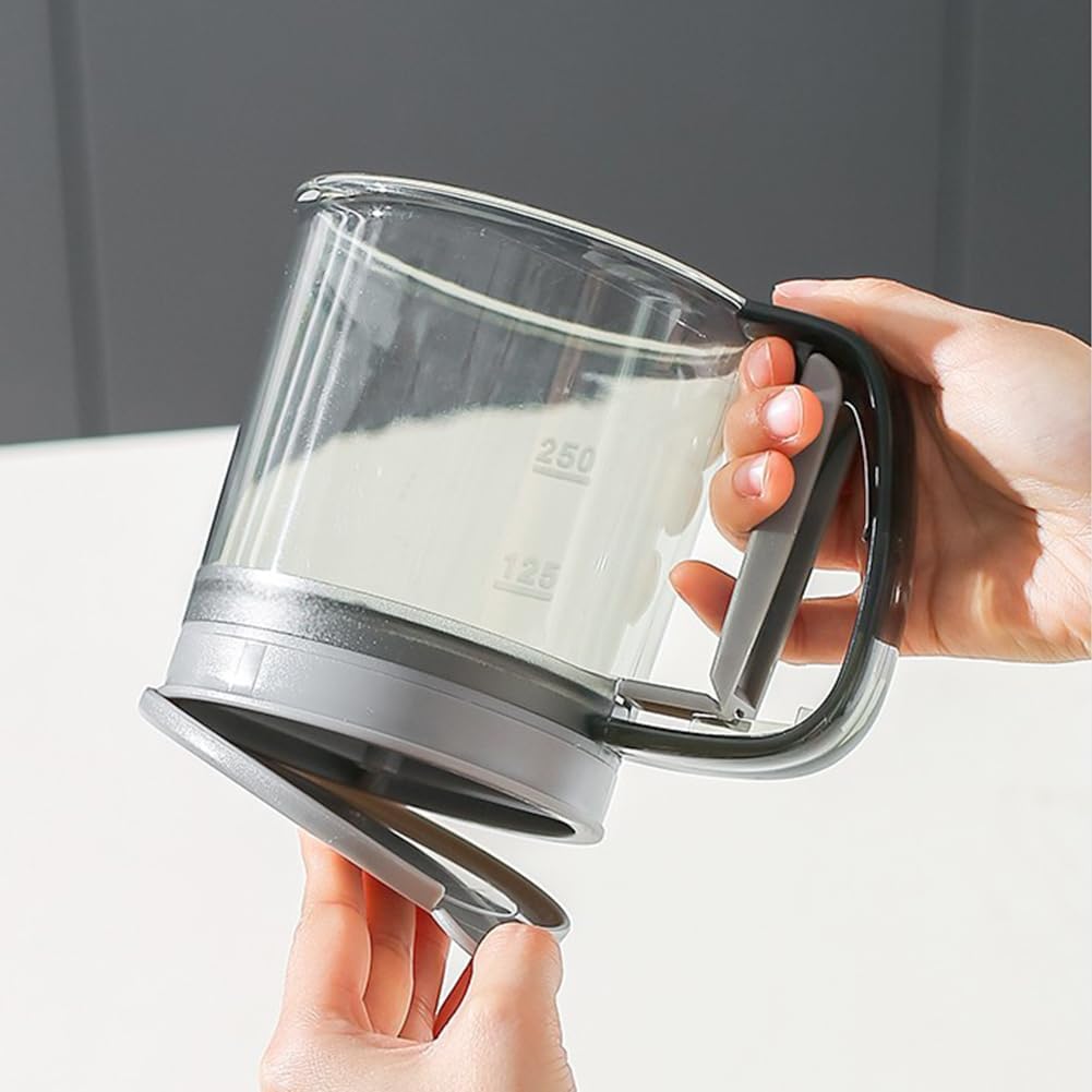 Flour Sifter for Baking, Plastic Flour Sifter, Double layer Flours Sieve with Hand Press Design, Handheld Powder Sifters Fine Mesh Kitchen Cooking Sieve Tools for Cooking(COLOR:Transparent Green)