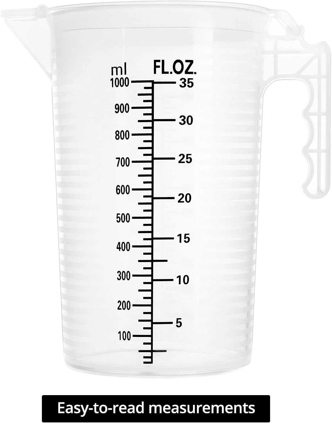 QWORK 2 Pack 32oz (1 Quart) Measuring Pitcher - Plastic, Multipurpose, Polypropylene, with Clear Ounce & Milliliter Markings, Dustproof Lid, for Cooking, Home Hobbies, Shop Oil and Fluids