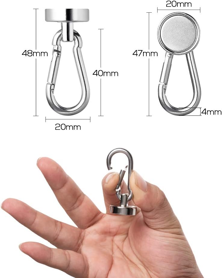BTLIN Mini Magnetic Hooks, Strong Neodymium Magnet with Hook, Heavy Duty Small Metal Hanging Hook Max Load 18 lbs for Kitchen Fridge Grill Office 12 Pack