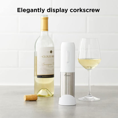 Rabbit Electric Corkscrew Wine Opener - Push Button Automatic Bottle Opener, Compact Design, Opens Bottles Quietly, Stores Vertically or Horizontally, Black