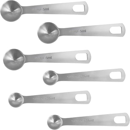 6 Pcs of Teaspoon Measuring Spoons, Stainless Steel Table Spoons 1 Tsp Scoop 1/4 Tablespoon, Comfortable Grip Handle, Precise Scale, Suitable for Kitchen Baking and Cooking, Etc.