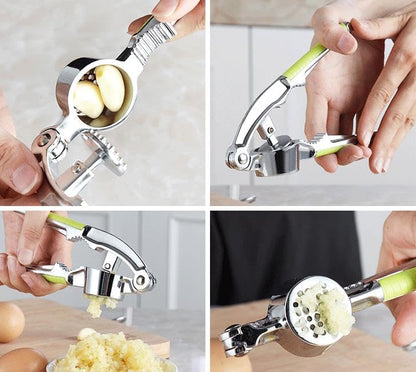 Garlic Press, Stainless Steel with Yellow Handles, Manual Kitchen Tool