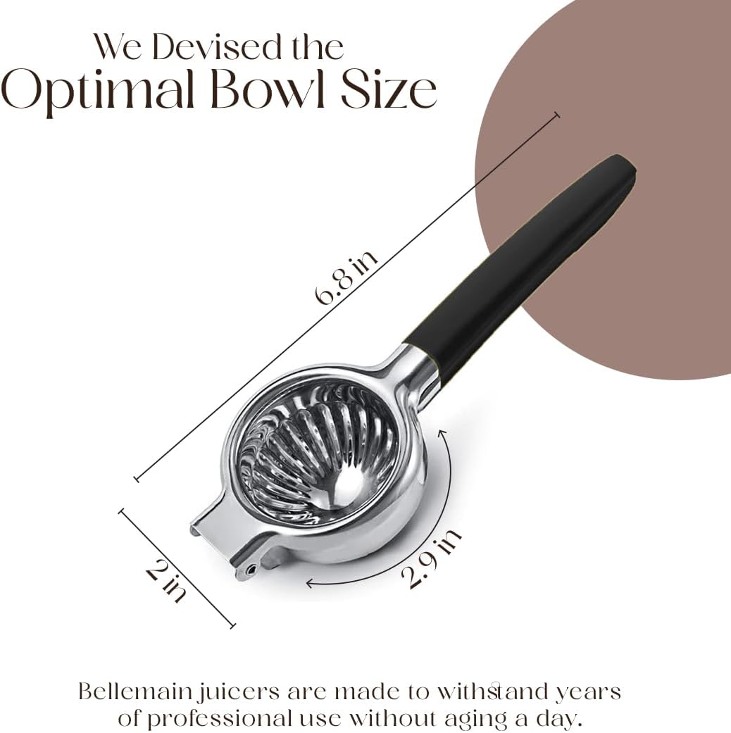 Bellemain Citrus Juicer | Metal Lemon Squeezer | Lime and Lemon Juicer Stainless Steel with Silicone Handles | Manual Juicer, Citrus Squeezer, Hand Held Juicer | Bar Juicer for Bartender (White)