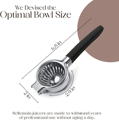Bellemain Citrus Juicer | Metal Lemon Squeezer | Lime and Lemon Juicer Stainless Steel with Silicone Handles | Manual Juicer, Citrus Squeezer, Hand Held Juicer | Bar Juicer for Bartender (White)