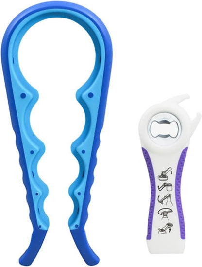 Multi-Grip Jar Opener and Bottle Opener Tool, Ergonomic Design with Non-Slip Handles, (biack and red)