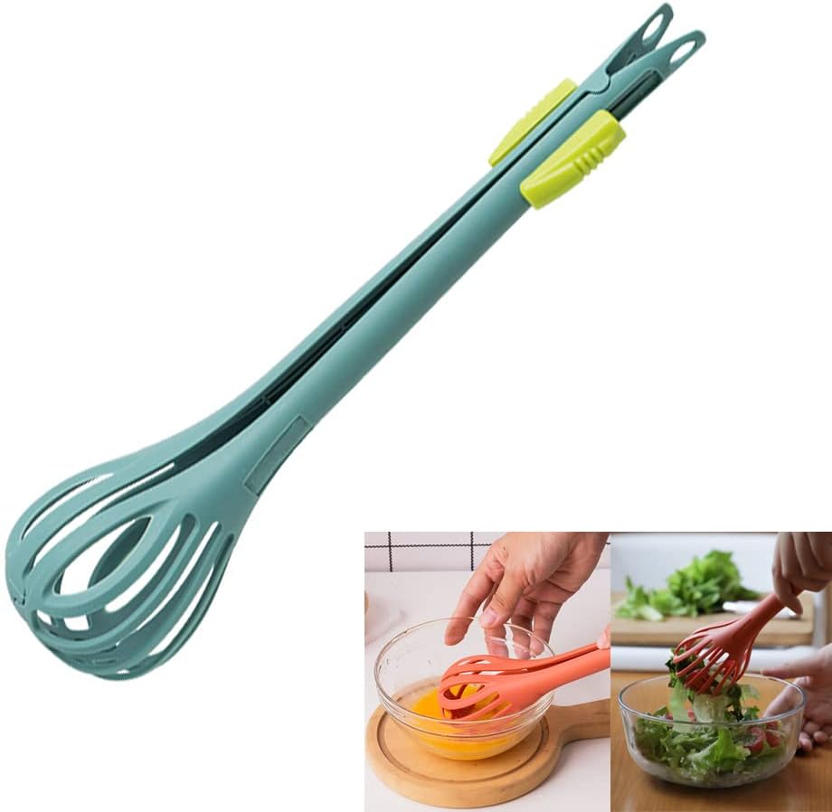 2 in 1 Food Clip & Egg Whisk, Multi-function Egg Beater and Bread Clip, Handheld Egg Mixer Plastic Egg Beater Blender, Multifunctional Kitchen Tool (Black)