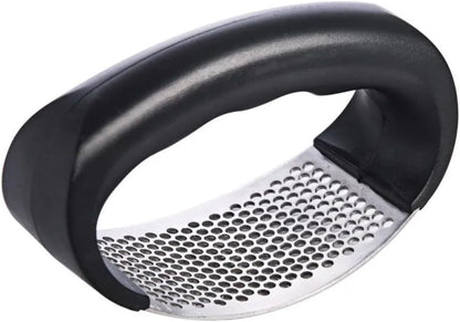 Garlic Press with Stainless Steel Plate, 3mm Fine Holes, Ergonomic Black Handle, Mincer for Kitchen