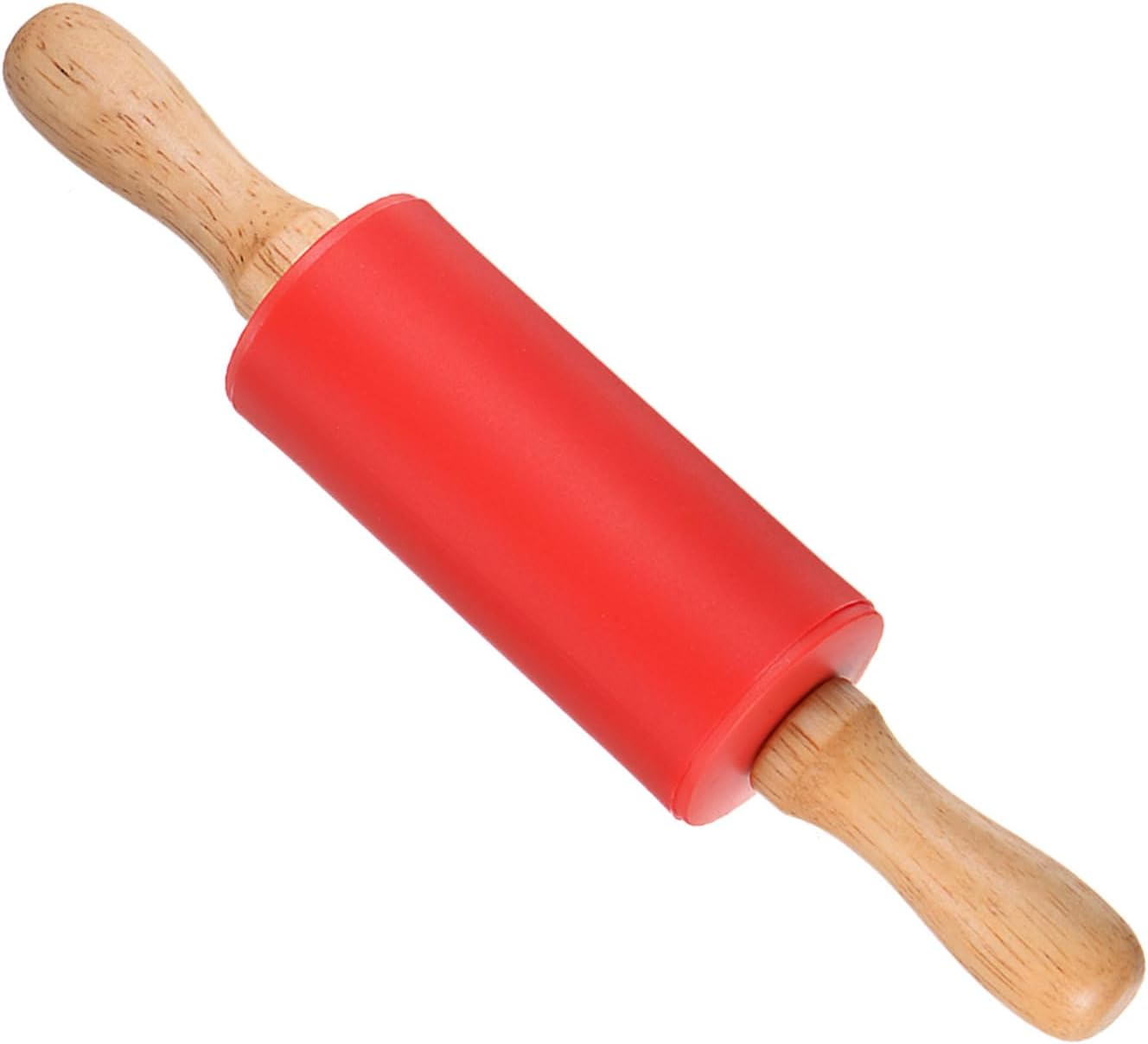 Silicone Rolling Pins, 17" Length, Silicone & Oak Non-Stick Ergonomic Wooden Handle Fondant Dough Roller Pink - (Applications: for Baking DIY Projects)